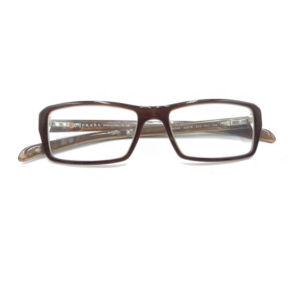 Prada VPS04A ZX0-1O1 Brown Clear Rectangle Eyeglasses Frames 52-16 140 Italy - Picture 12 of 12